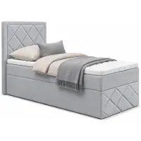 EURO-MEBLE Bett, Boxspringbett DORMI MINI 3, 90x200 cm mit Bettkästen, Ohne Topper (Hellgrau: Itaka 51)