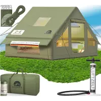 Aktiv shop GmbH ELONEO Luftzelt Glamping Zelt aufblasbar Campingzelt Familienzelt ohne Gestänge Outdoor- und Festival Zelt, 2 - 4 Personen, Grün
