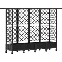 vidaXL Hochbeet mit Rankgitter und Dach Schwarz 202,5 x 40 x 127 cm PP