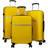 Monopol Hartschalenkofferset Trento 3teilige PP Trolleyset mit 4 Rollen Reisekofferset 3er Set L+M+S gelb