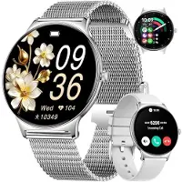 Lige Smartwatch für Damen, mit Anruf, Bluetooth, 1,43 Zoll (3,6 cm), AMOLED ultradünn, Smartwatch mit Frauengesundheit/24 Stunden Herzfrequenz/Schlaf-Tracker/100+ Sportmodi, IP68, wasserdicht für