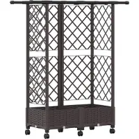 vidaXL Hochbeet mit Rankgitter und Dach Braun 124 x 40 x 127 cm PP