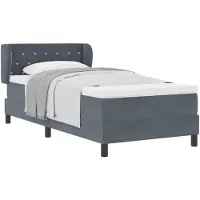 vidaXL Boxspringbett mit Kopfteil Dunkelgrau 90 x 200 cm Samt