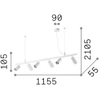 Ideal Lux Hängelampe Dynamite, weiß / opal, für Wohn- / Esszimmer, Metall, Modern, Pendelleuchte