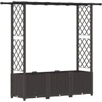 vidaXL Hochbeet mit Rankgitter und Dach Braun 162,5 x 40 x 136 cm PP