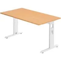 Bümö Schreibtisch Serie-O - Nachbildung: Buche, Gestell: Weiß, Größe: 140 x 80 cm