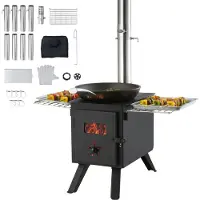 Zerbaco Zeltofen 394 x 608 x 425 mm Campingherde 365 x 250 x 255 mm Kammergröße Gartenofen Campingofen Werkstattofen Holzofeno outdoor kocher outdoor Küche für Camping Outdoor Heizung