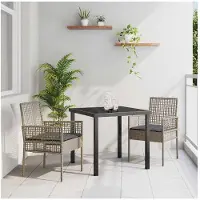 vidaXL Gartenstuhl 2 Stk. Grau Poly-Rattan