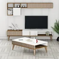 Skye Decor , Milan Set 481, Wohnzimmermöbel-Set, Nussbaum, 100 % MELAMINBESCHICHTETE SPANPLATTEN, 180 x 35 x 40 cm
