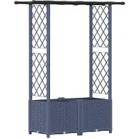 vidaXL Hochbeet mit Rankgitter und Dach Grau 124,5 x 40 x 136 cm PP