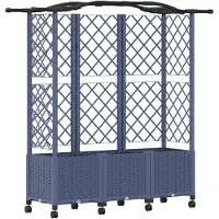 vidaXL Hochbeet mit Rankgitter und Dach Grau 163 x 40 x 144 cm PP