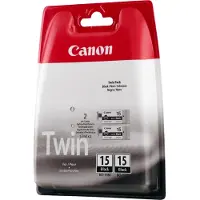 Canon BCI-15BK Tinte Schwarz (Doppelpack), Schwarz, Tinte auf Pigmentbasis, 2 Stück(e), 242 Seiten, Multipack