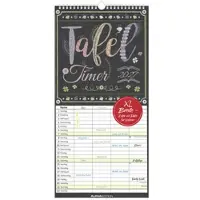 Sonstige Verlage Familienkalender 2027 Tafel Timer mit 4 Spalten im Kreidetafel-Design