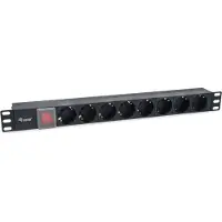 Equip 8-Fach Deutsche Steckdosenleiste, 1U, Horizontal, Kunststoff, Schwarz, Schwarz, 8 AC-Ausgänge