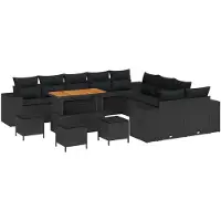 vidaXL Gartensofa-set 14 stk. Schwarz Poly-Rattan