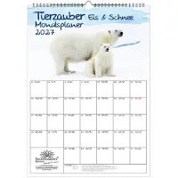 Seelenzauber GmbH Tierzauber Eis und Schnee Planer DIN A3 Kalender für 2027 Tiere aus dem Polargebiet - Geschenkset Inhalt: 1x Kalender, 1x Weihnachtsanhänger (insgesamt 2 Teile)