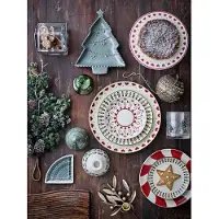 Bloomingville Frühstücksteller ''Yule'' in Weiß/ Rot - Ø 23 cm | Gr.: onesize