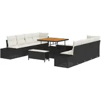 vidaXL Gartensofa-set 11 Stk. Schwarz Poly-Rattan