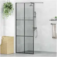 vidaXL Walk-in Duschwand Schwarz 80 x 195 cm Gehärtetes Glas