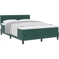 vidaXL Boxspringbett mit Kopfteil Dunkelgrün 140 x 190 cm Samt