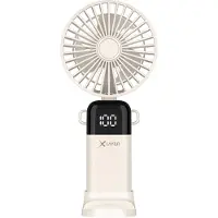 XLayer Ventilator klappbarer Handventilator mit Smartphone Halterung 1.200 mAh beige