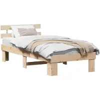 vidaXL Bettrahmen mit Kopfteil Natur 75 x 190 cm Massives Kiefernholz