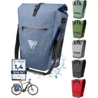 MIVELO Gepäckträgertasche - Wasserdicht - Laptopfach und Schloss - 100% PVC-frei - Jeansblau