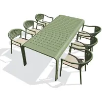 DCB Groupe 6-sitzige Garten-Essgruppe aus olivgrünem Aluminium