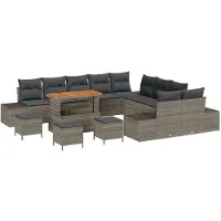 vidaXL Gartensofa-set 14 stk. 13-Sitzanzahl Grau Poly Rattan