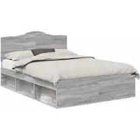 vidaXL Bettrahmen Sonoma-Grau 150 x 200 cm Massives Kiefernholz