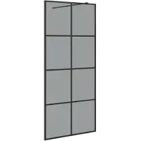 vidaXL Walk-in Duschwand Schwarz 90 x 195 cm Gehärtetes Glas
