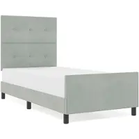 vidaXL Boxspringbett mit Kopfteil Hellgrau 90 x 200 cm Samt