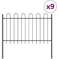 vidaXL Gartenzaun BOXTEL 9 Stk. 15,3 x 0,8 m Pulverbeschichteter Stahl