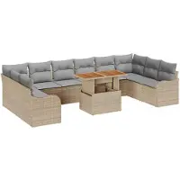 vidaXL Garten-Sofa-Set 11 stk. Beige Poly Rattan