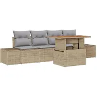 vidaXL Gartensofa-set 5 Stk. Beige und Grau