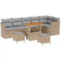 vidaXL Gartensofa-set 8 stk. Beige Poly-Rattan