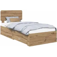vidaXL Bettrahmen mit Kopfteil Artisan-Eiche 90 x 200 cm Holzwerkstoff