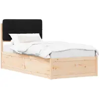 vidaXL Bettgestell mit gepolstertem Kopfteil Schwarz 75 x 190 cm