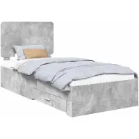 vidaXL Bettrahmen mit Schubladen Beton Grau 90 x 200 cm Holzwerkstoff