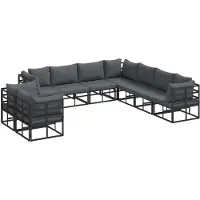 vidaXL Gartensofa-set 9 stk. Schwarz Aluminium