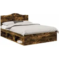 vidaXL Bettrahmen Räuchereiche 140 x 190 cm Massives Kiefernholz
