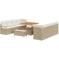 vidaXL Gartensofa-set mit Kissen 11 pcs Beige Poly-Rattan