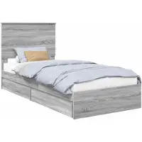vidaXL Aufbewahrungsbett Graues Sonoma 90 x 200 cm Holzwerkstoff