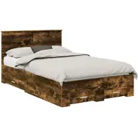 vidaXL Bettrahmen mit Schubladen Raucheiche 120 x 190 cm Holzwerkstoff