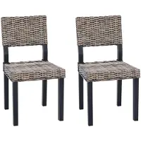 vidaXL Esszimmerstuhl GENDT 2 stk. Kubu Rattan Schwarz gewaschen
