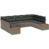 vidaXL Gartensofa-set 9 stk. Grau Poly Rattan