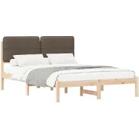vidaXL Bettgestell mit gepolstertem Kopfteil Taupe 160 x 200 cm