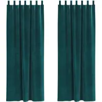 vidaXL Verdunkelungsvorhänge 2 pcs Dunkelgrün 140 x 245 cm Samt