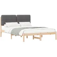 vidaXL Bettgestell mit gepolstertem Kopfteil Dunkelgrau 160 x 200 cm