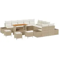 vidaXL Gartensofa-set 14 stk. 13-Sitzanzahl Beige Poly Rattan
